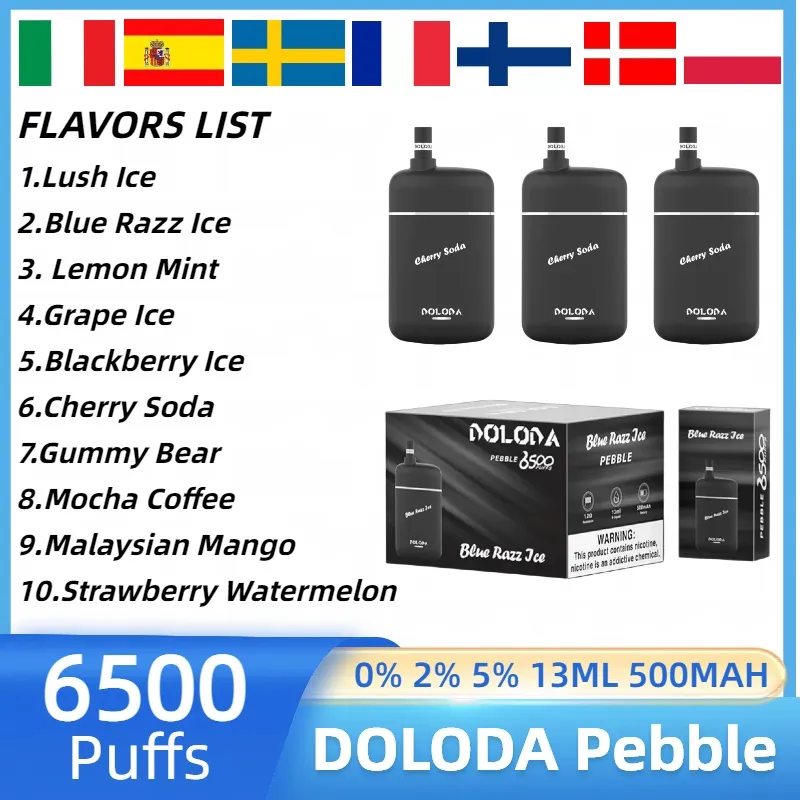DOLODA Pebble 6500 Puffs 0% 2% 5% Nicotine Rechargeable Disposable Vape Wholesale - SYNCVAPE - 24