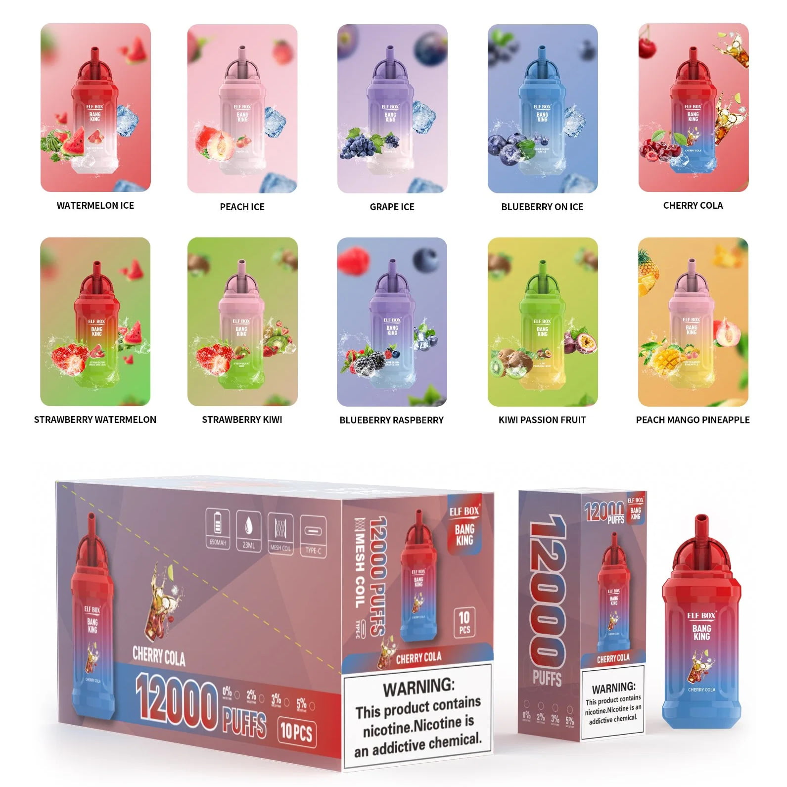 ELF BOX BK12000 Bladerdeeg 0% 2% 3% 5% Nicotine Oplaadbare wegwerpvape Groothandel - SYNCVAPE - 22