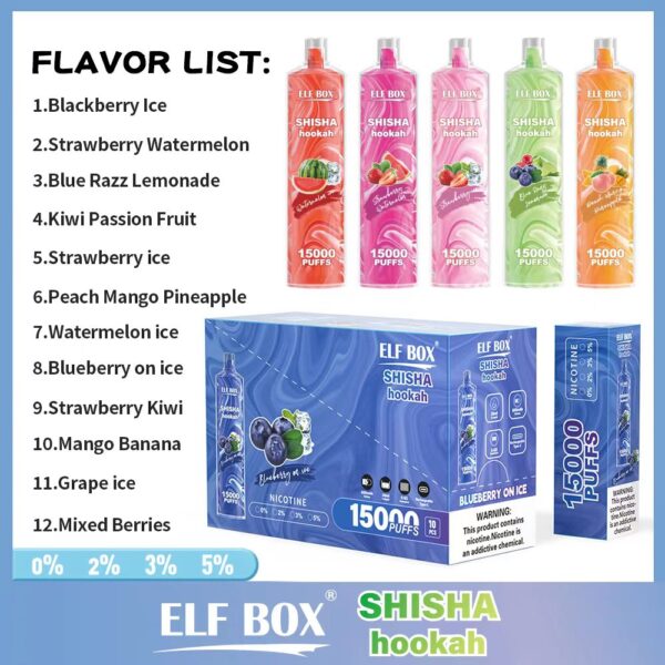 ELF BOX LS15000 Puff Shisha Hookah 0% 2% 5% Nicotine Rechargeable Disposable Vape Wholesale - SYNCVAPE - 2