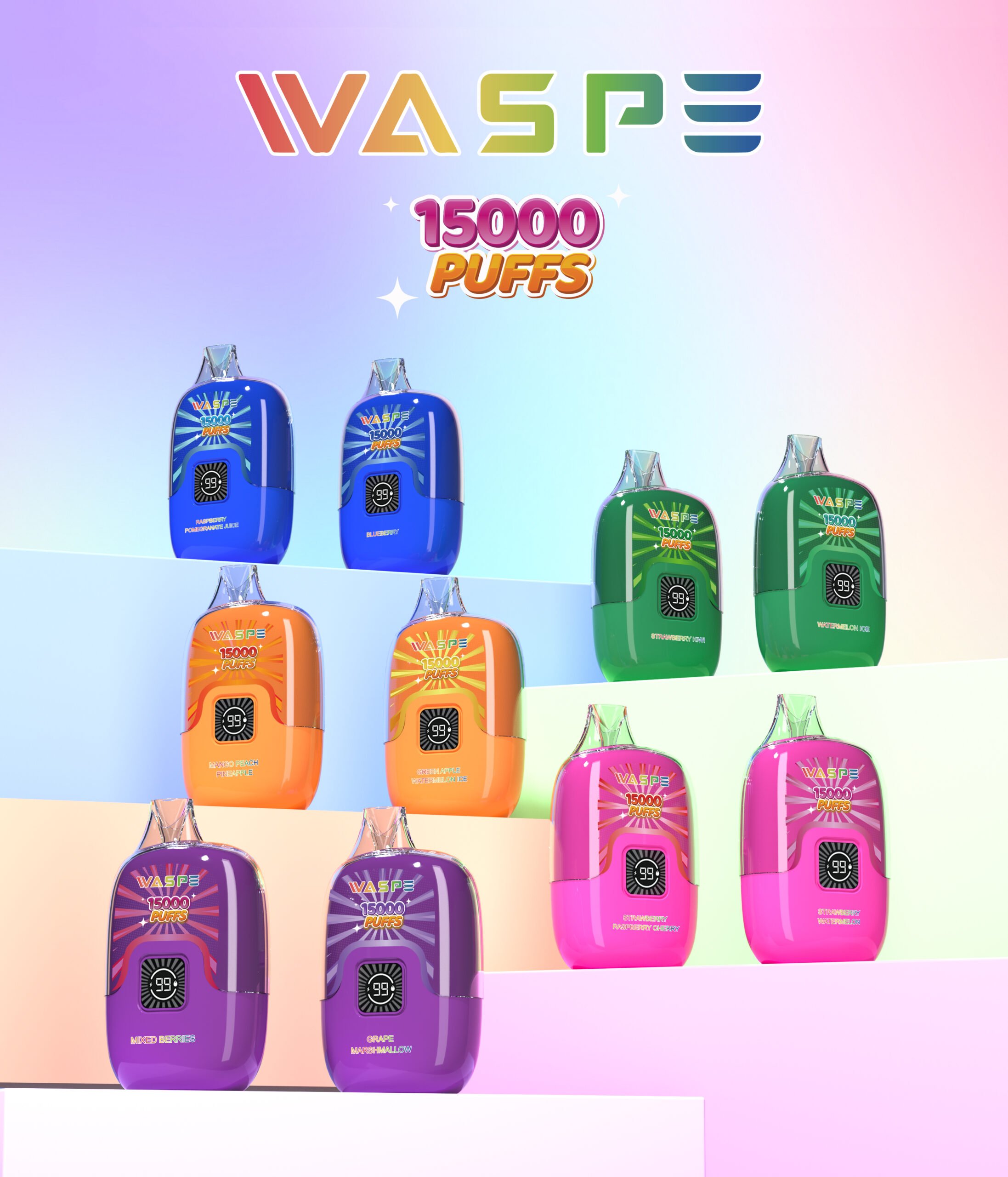 WASPE 15000 PUFFS Digital Box 0% 2% 3% 5% Nikotin disponibel vape grossist - SYNCVAPE - 25