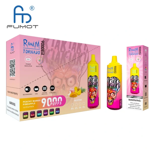 RandM Tornado 9000 PRO Puffs 0% 2% 3% 5% Lav Nikotin Bulk Køb Genopladelig Engangs Vape Engros - SYNCVAPE - 6