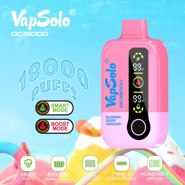 Vapsolo DG 18000 Puffs 2% 5% Перезаряджувана одноразова ручка для вейпів з низьким вмістом нікотину Купуйте оптом - SYNCVAPE - 5