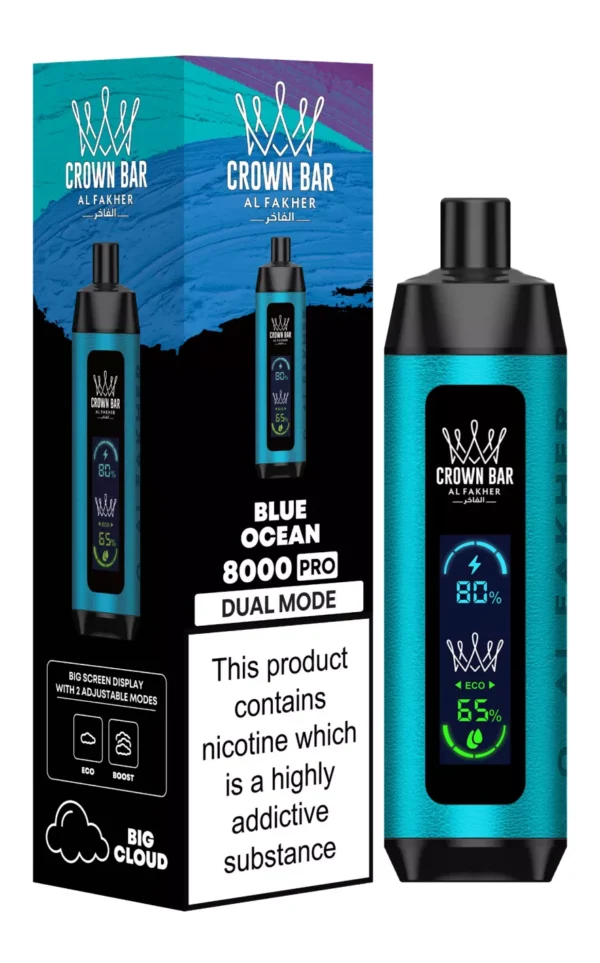 Al Fakher Crown Bar Big Cloud 8000 Pro Dual Mode Full Screen Low Nicotine Rechargeable Disposable Vapes Pen Bulk Buy Wholesale - European Warehouse Stock - SYNCVAPE - 12