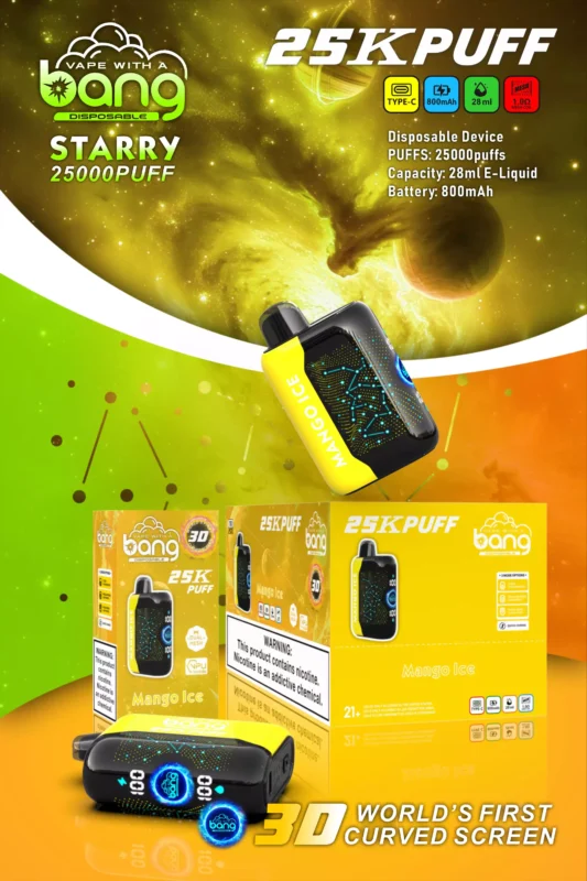 Dlaczego Bang Starry 25000 Puffs to najlepszy wybór dla hurtowych jednorazowych waporyzatorów: skupienie się na zakrzywionym ekranie 3D i niskim poziomie nikotyny - SYNCVAPE - 2
