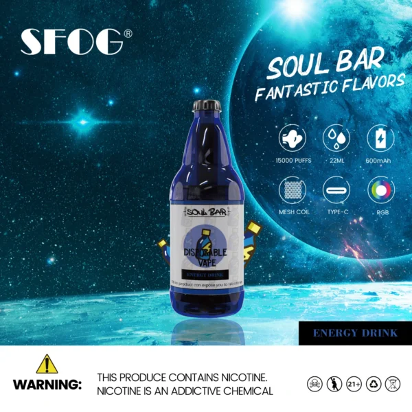 SFOG SOUL BAR 15000 Puffs RGB 5% Caneta Vapes descartáveis ​​recarregáveis ​​com baixo teor de nicotina em massa Comprar no atacado - SYNCVAPE - 5