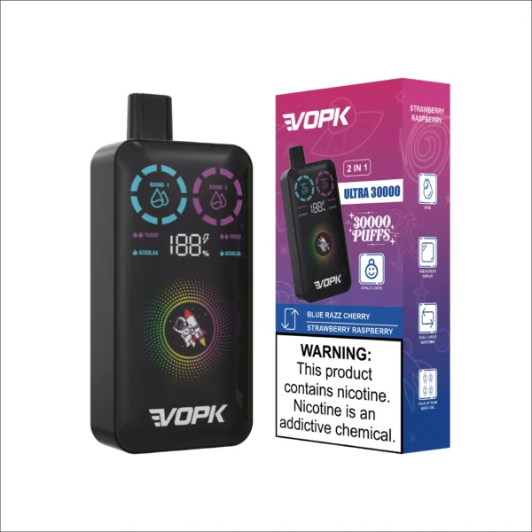 VOPK ULTRA 30000 Puffs Double Flavour Dual Mesh Digital Screen 2% Low Nicotine Rechargeable Disposable Vapes Pen Bulk Buy Wholesale - SYNCVAPE - 3